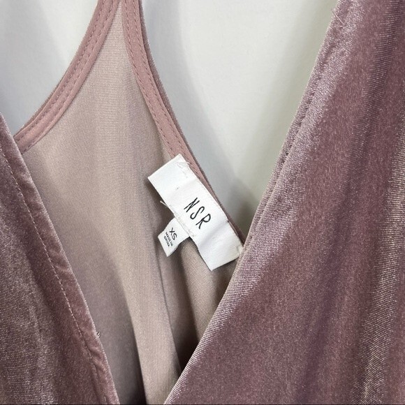 NSR velvet velour wrap top strappy high low cami tank mauve lavender pink XS - Picture 12 of 16